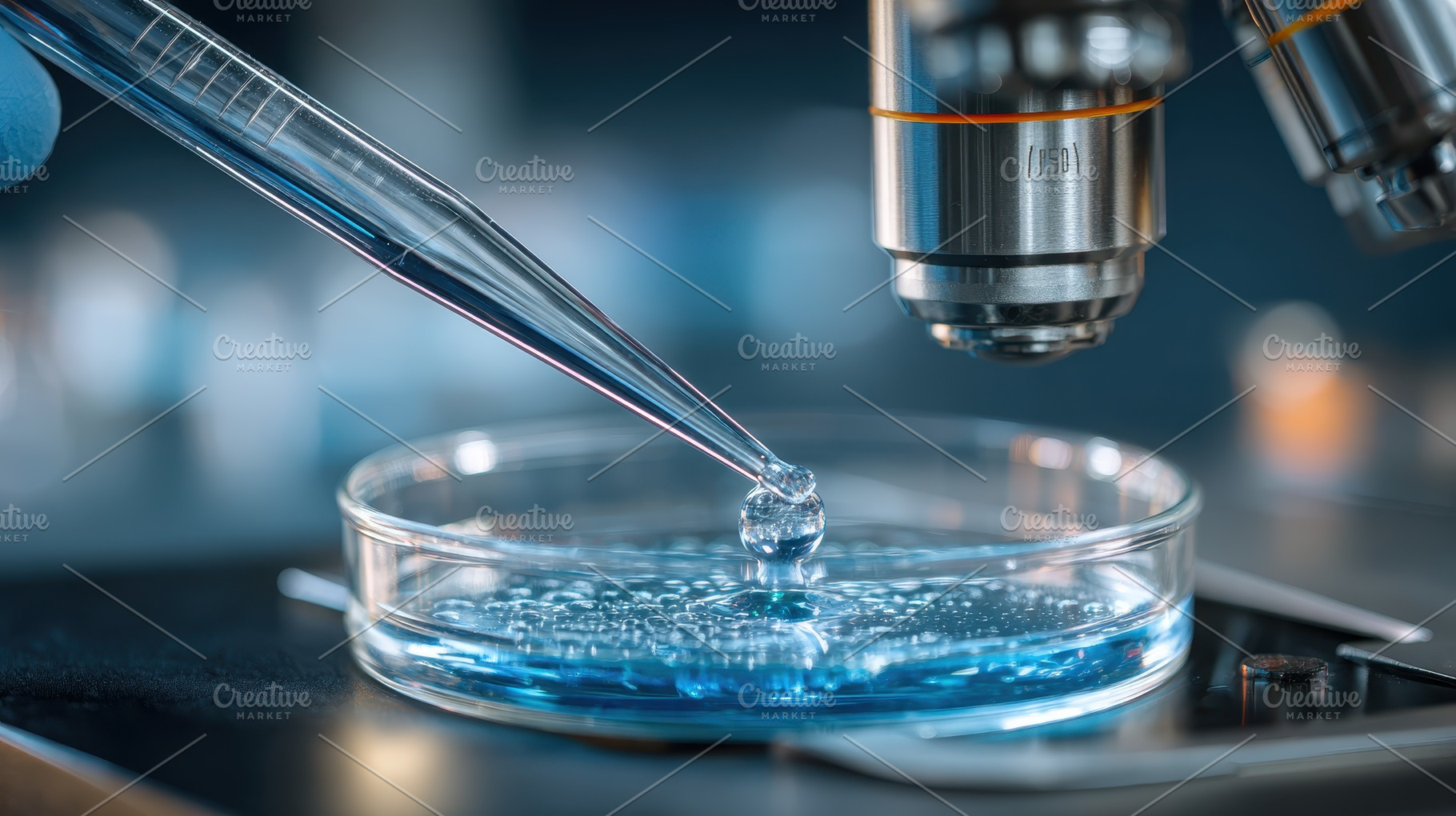 Microscope and Pipette Dropping Liqu, a Photo by Pixeness Studio