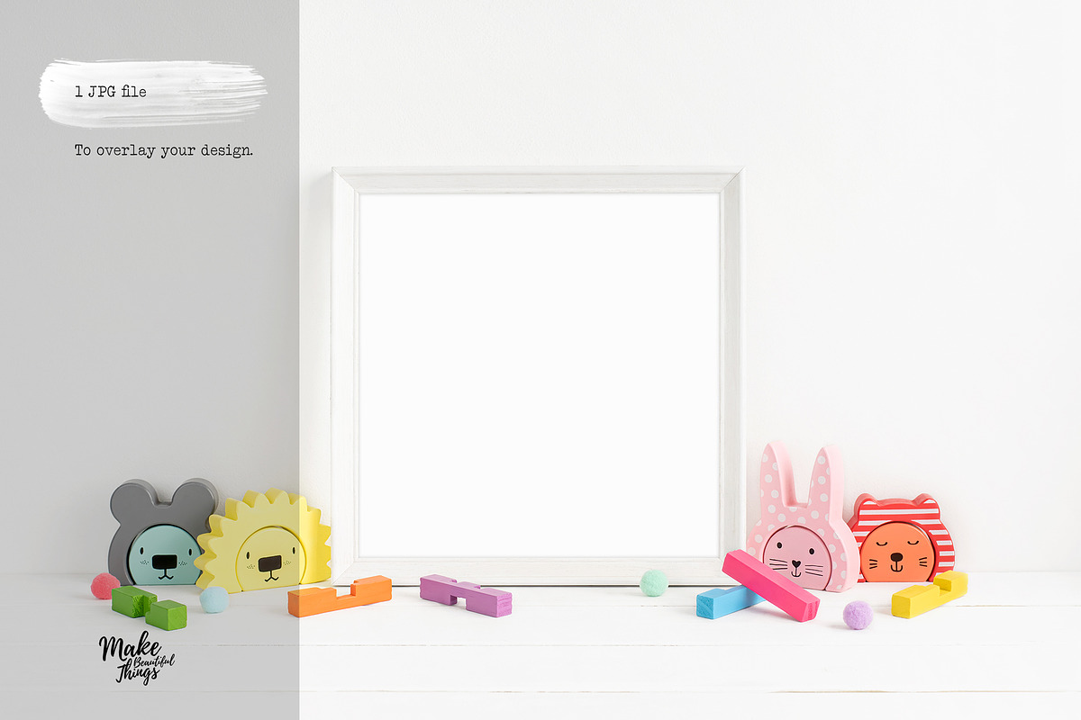 Square Nursery Frame Mockup, a Print Template by Make Beautiful Things (Photo 5 of 6)