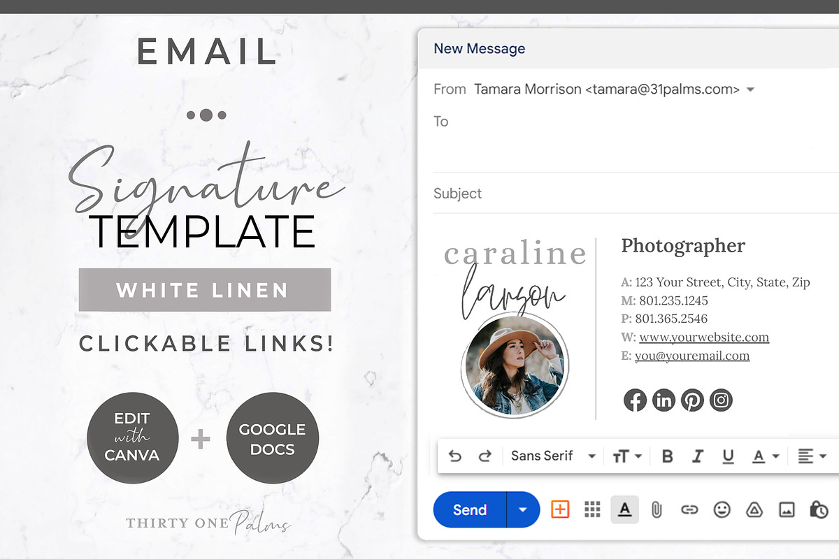 Email Signature | Canva + Gmail, a Templates & Theme by Thirty One Palms Studio (Photo 1 of 7)