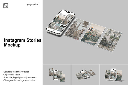 Instagram Stories Mockup, an iPhone Mockup by Graphiculon