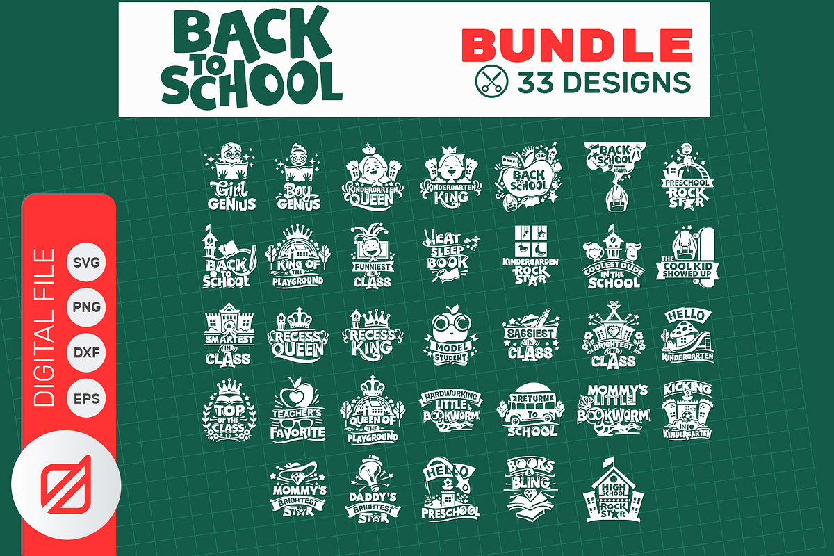 Back To School Quote SVG Bundle, an Education Illustration by defarmerdesign (Photo 1 of 4)