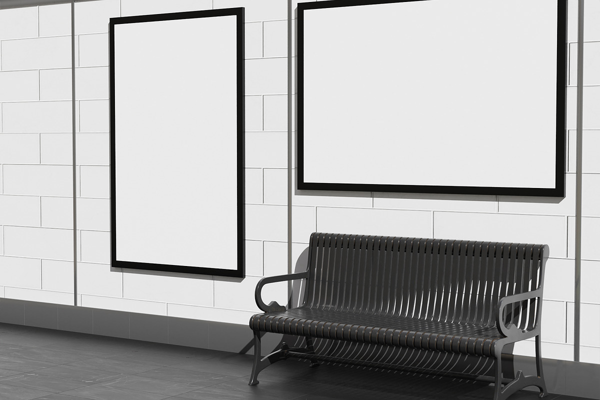 Billboard in Subway Station Mockup, an Advertising Mockup by Unerispace (Photo 3 of 5)