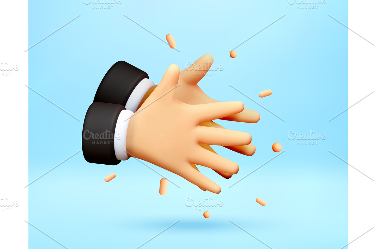 3D human hands clapping icon., an Object Illustration by Abscent