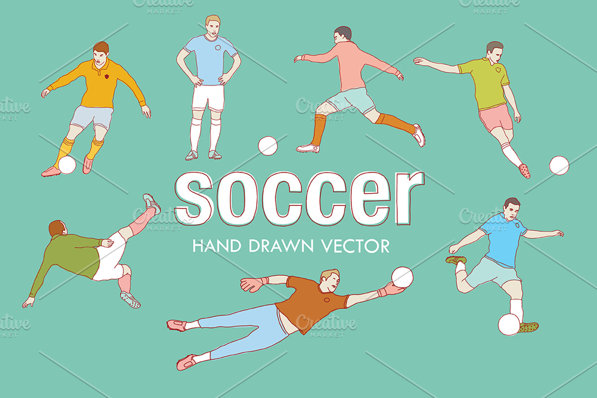 Soccer hand drawn vector, an Illustration by Pencil Coffee (Photo 1 of 2)