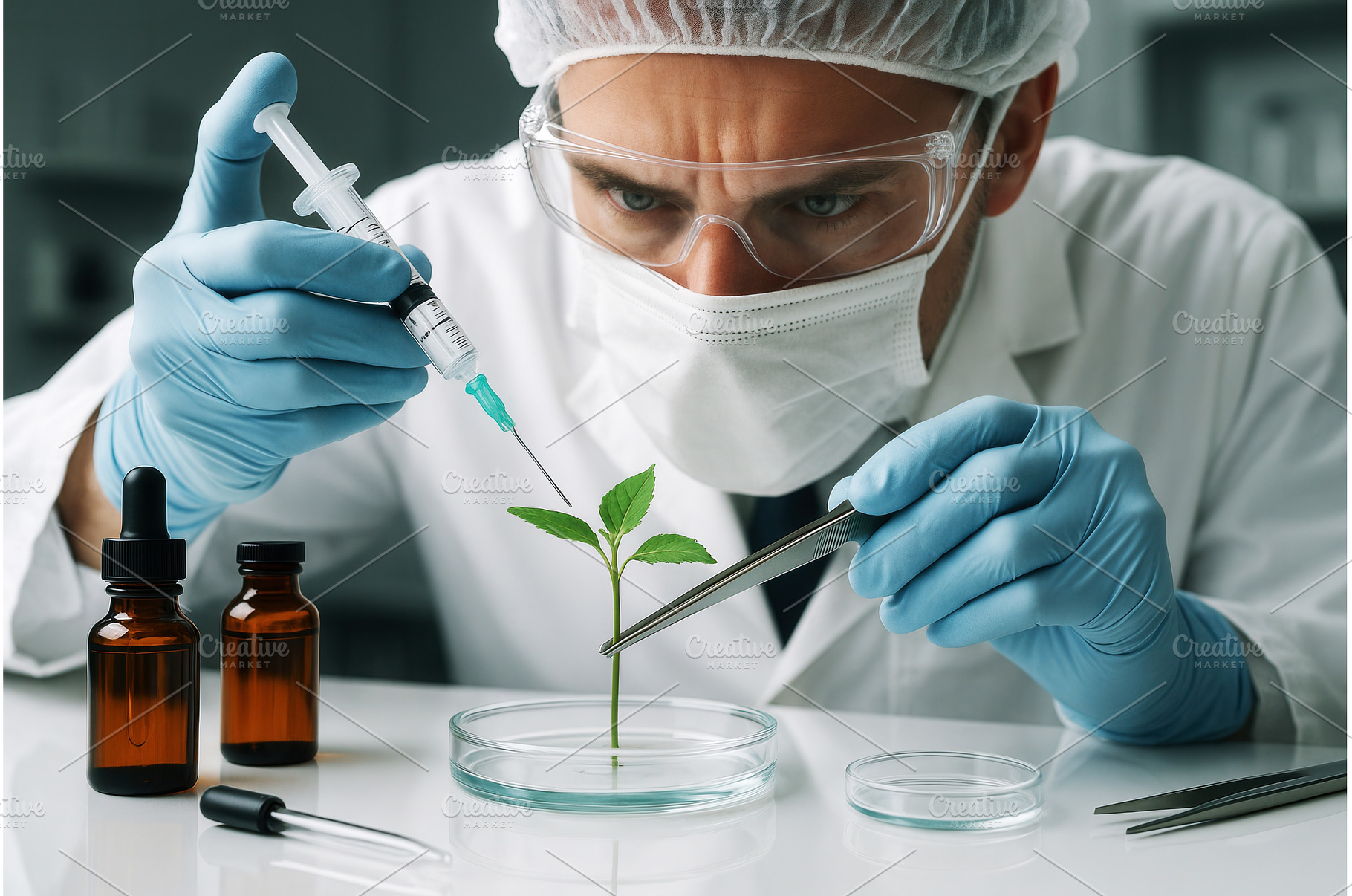 Male scientist in protective gear, a Technology Photo by Sergey Kotenev