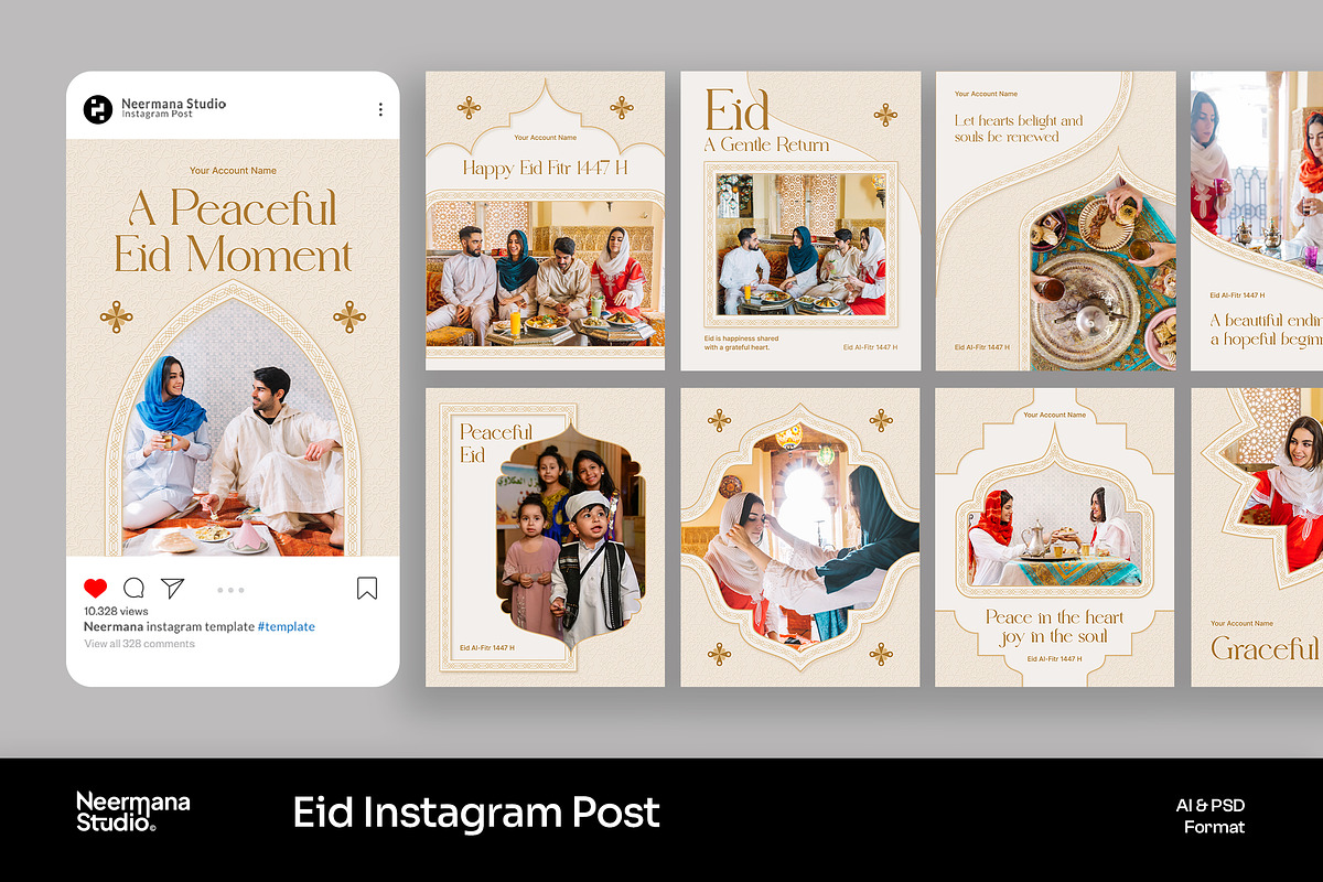 Beige Elegant Eid Instagram Post, a Social Media Template by Neermana (Photo 1 of 4)