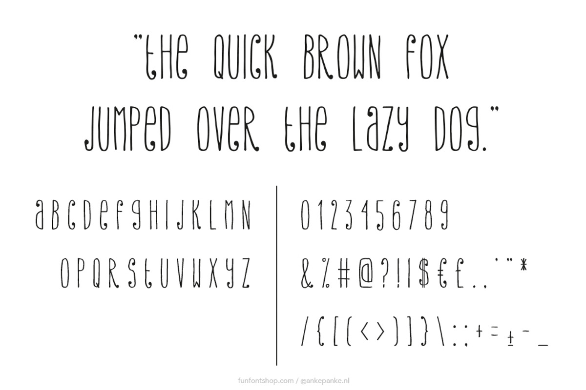 Monkeytails handmade Font preview 2