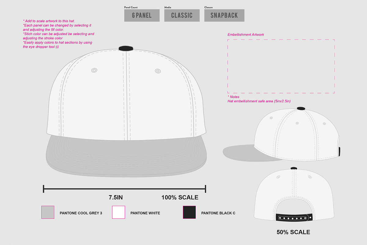 Hat Template - 6 Panel Hat, a Hat Mockup by Template Haven (Photo 4 of 11)