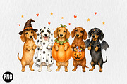 Halloween Dachshund Dog Ghost PNG, a Seasonal Illustration by CraftArtStudio (Thumbnail 1 of 4)