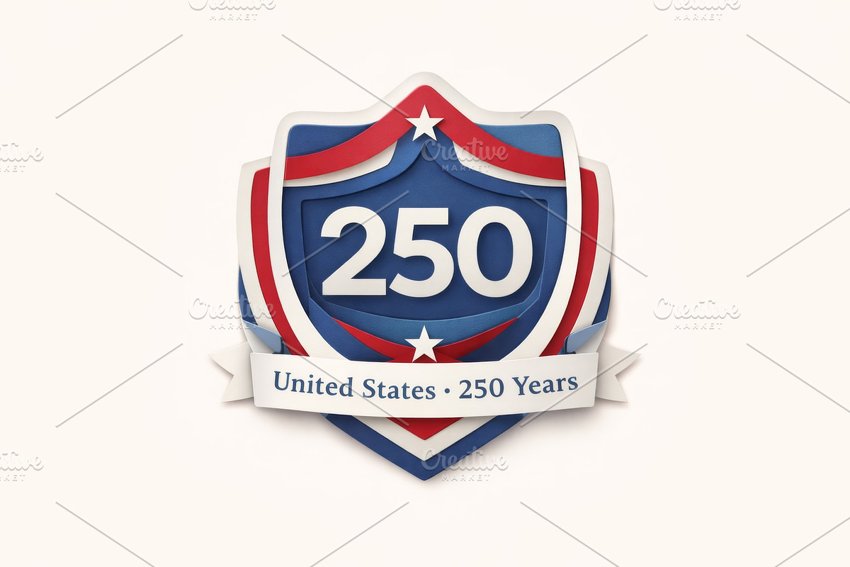 USA independence day 250 years emble, an Illustration by Dvoevnore photos