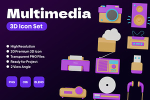 Multimedia 3D Icon Set