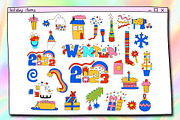 1970 psychedelic Christmas stickers, an Illustration by okchizh (Thumbnail 6 of 8)