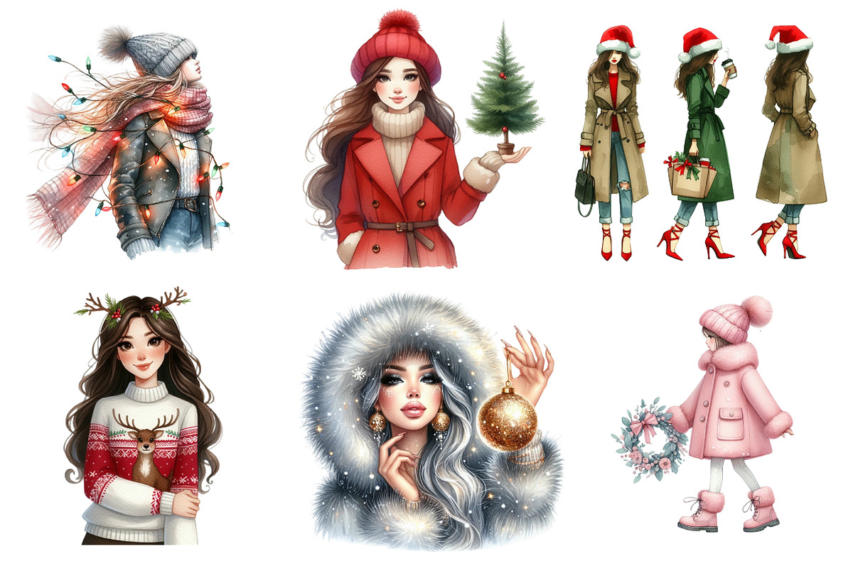 Christmas Fashion Girl Sublimation, an Illustration by CreationArt (Photo 3 of 5)