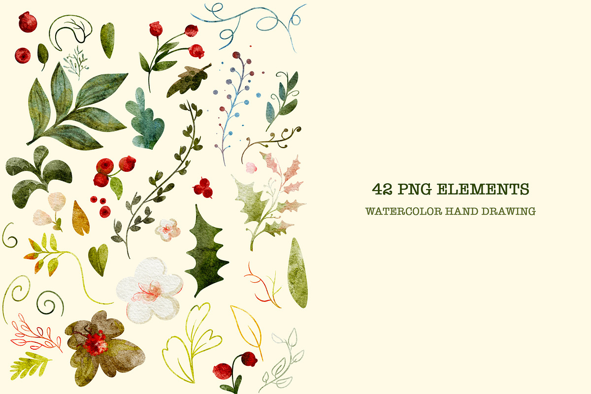 Christmas Botanical Watercolor, an Illustration by KlymchukArtworks (Photo 7 of 8)
