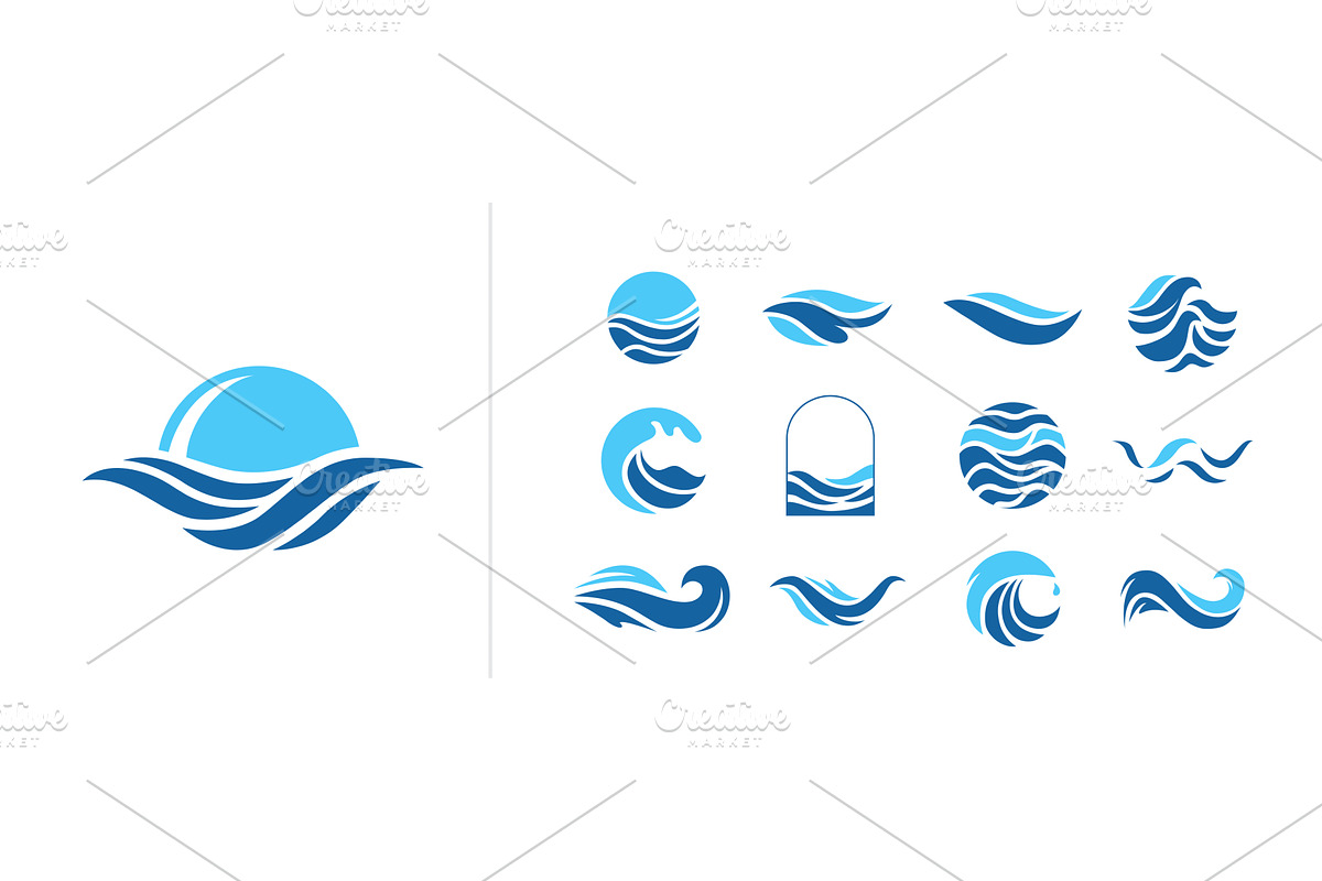 Wave logo vector set. Water icon, an Illustration by Zaie
