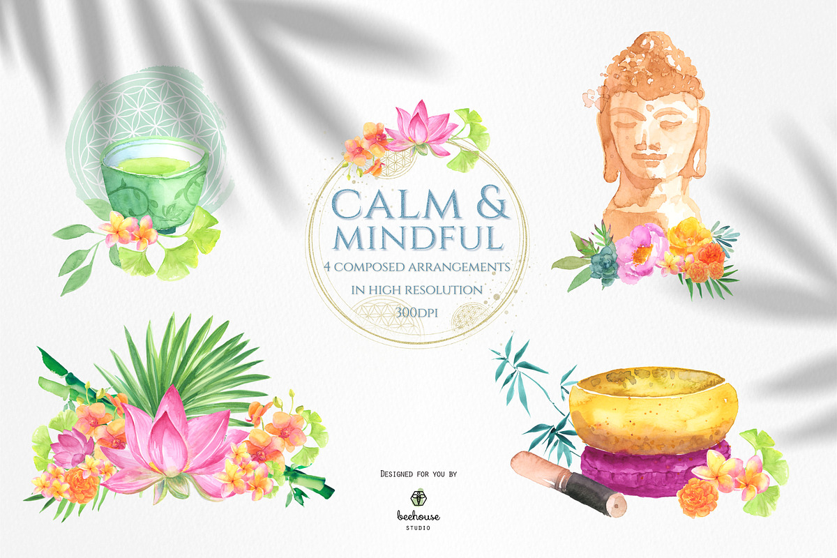 calm and mindful watercolor, a Decorative Illustration by beehouse studio (Photo 4 of 7)