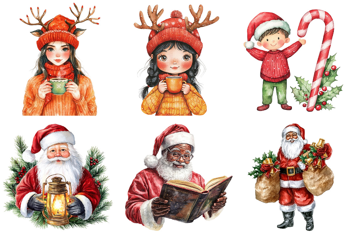 Christmas Black Watercolor PNG, a Seasonal Illustration by CitraGraphics (Photo 3 of 3)