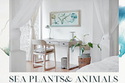 Watercolor ocean animals background, an Animal Illustration by Yuliya Derbisheva (Thumbnail 3 of 13)