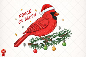 Merry Christmas Cardinal Hand-Drawn, an Illustration by SinaCreation