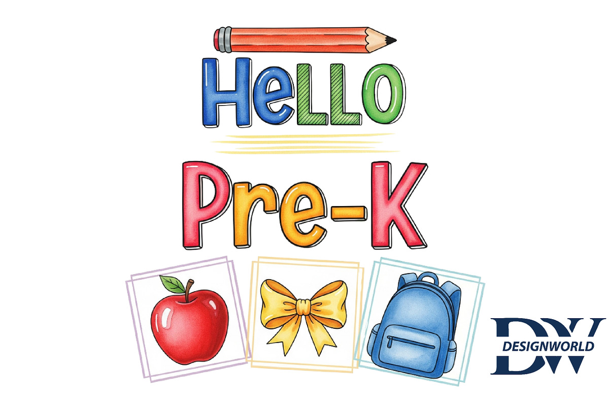 Back to School Hello Pre-k png, an Illustration by Designworld (Photo 1 of 3)