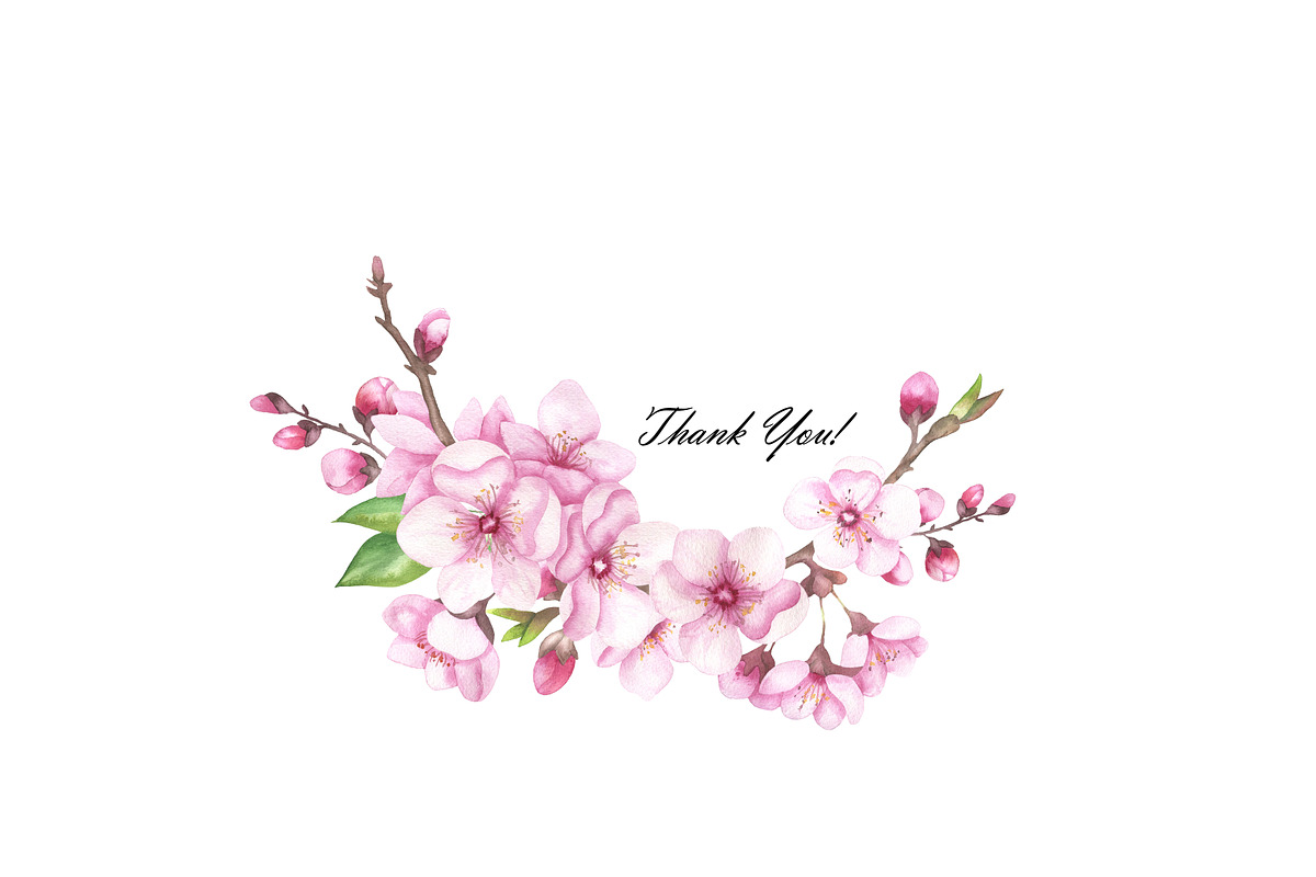 Cherry blossom watercolor clipart, an Illustration by OlDm_Shop (Photo 6 of 6)