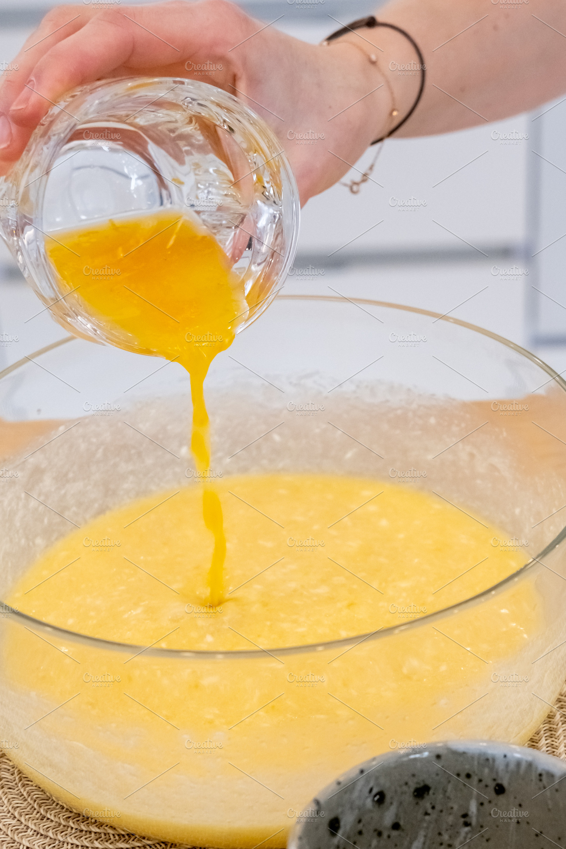 Cooking dessert dough preparation chef pouring, a Person Photo by Photo Drive Studio