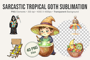 Sarcastic Tropical Goth Sublimation, an Illustration by Artnoy