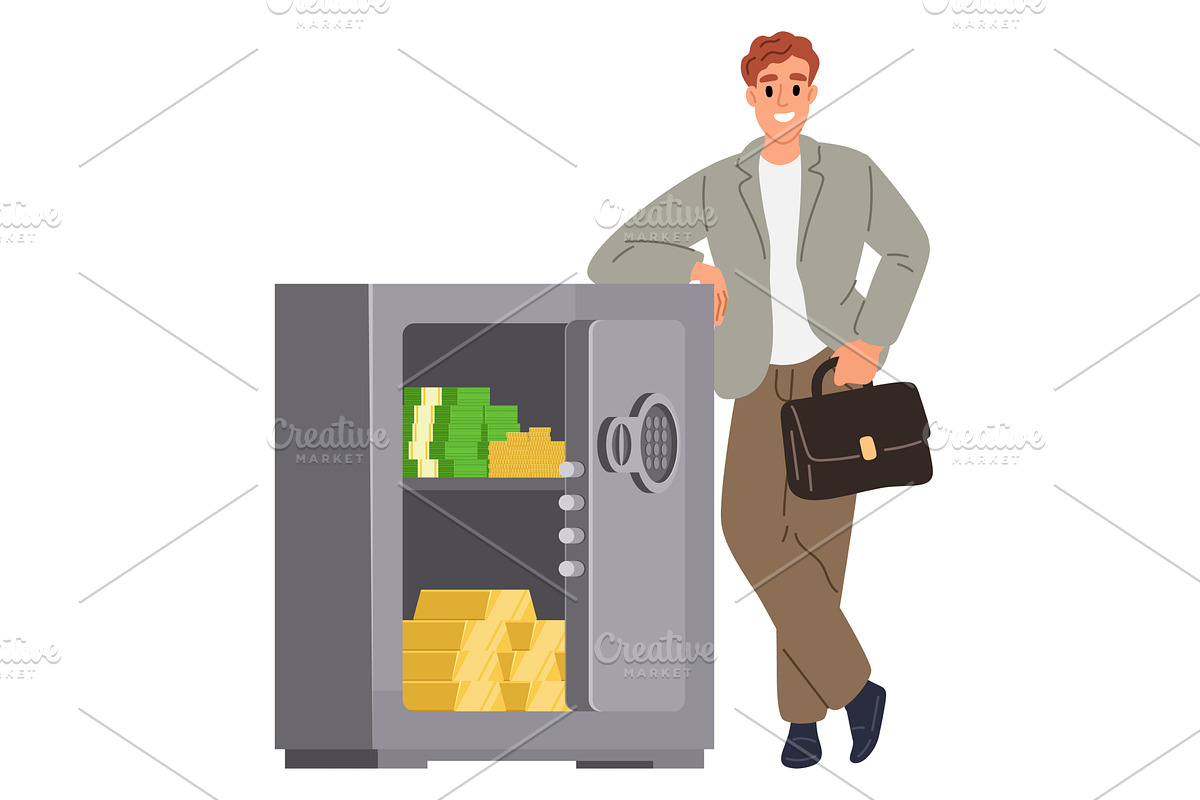 Successful businessman standing next, a Finance Illustration by Vectorbuum