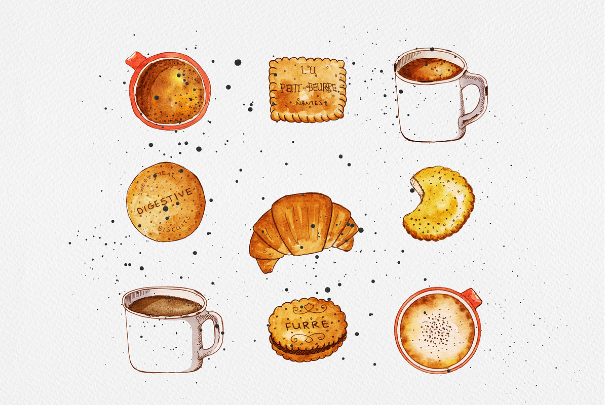 Watercolor Coffee Clipart | Cafe, a Food Illustration by Sahar Heumesser (Photo 6 of 6)