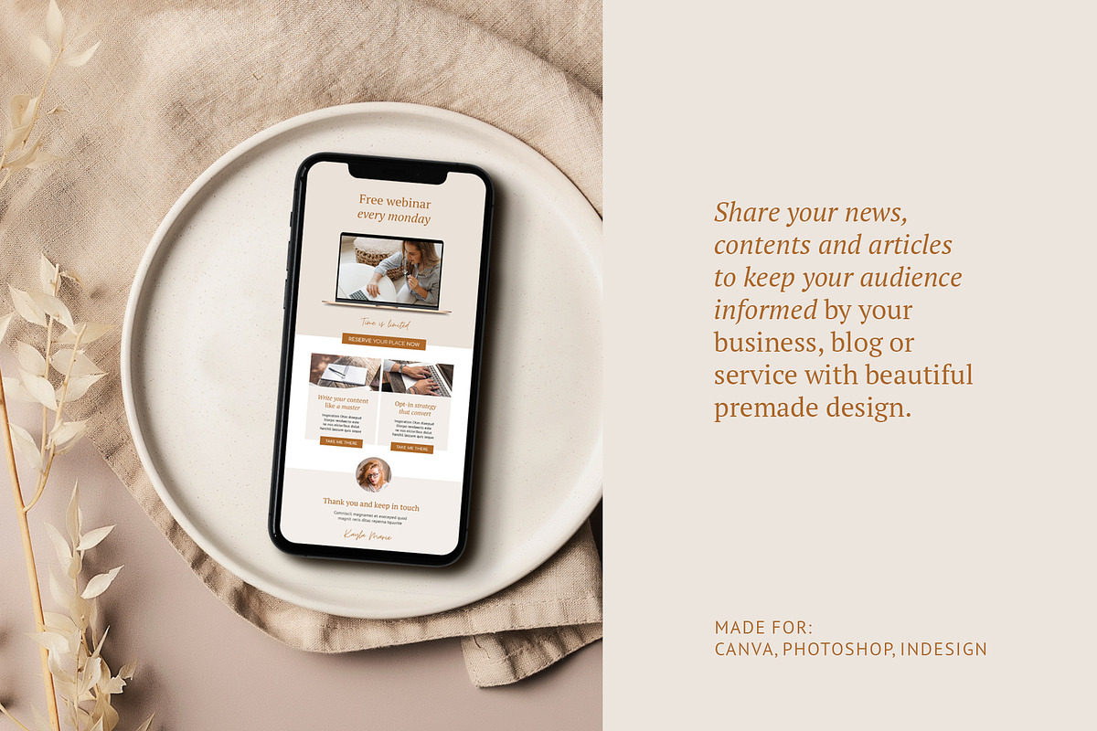 Newsletter / CANVA, PS, INDD / Kayla, an Email Template by Mirazz (Photo 11 of 13)