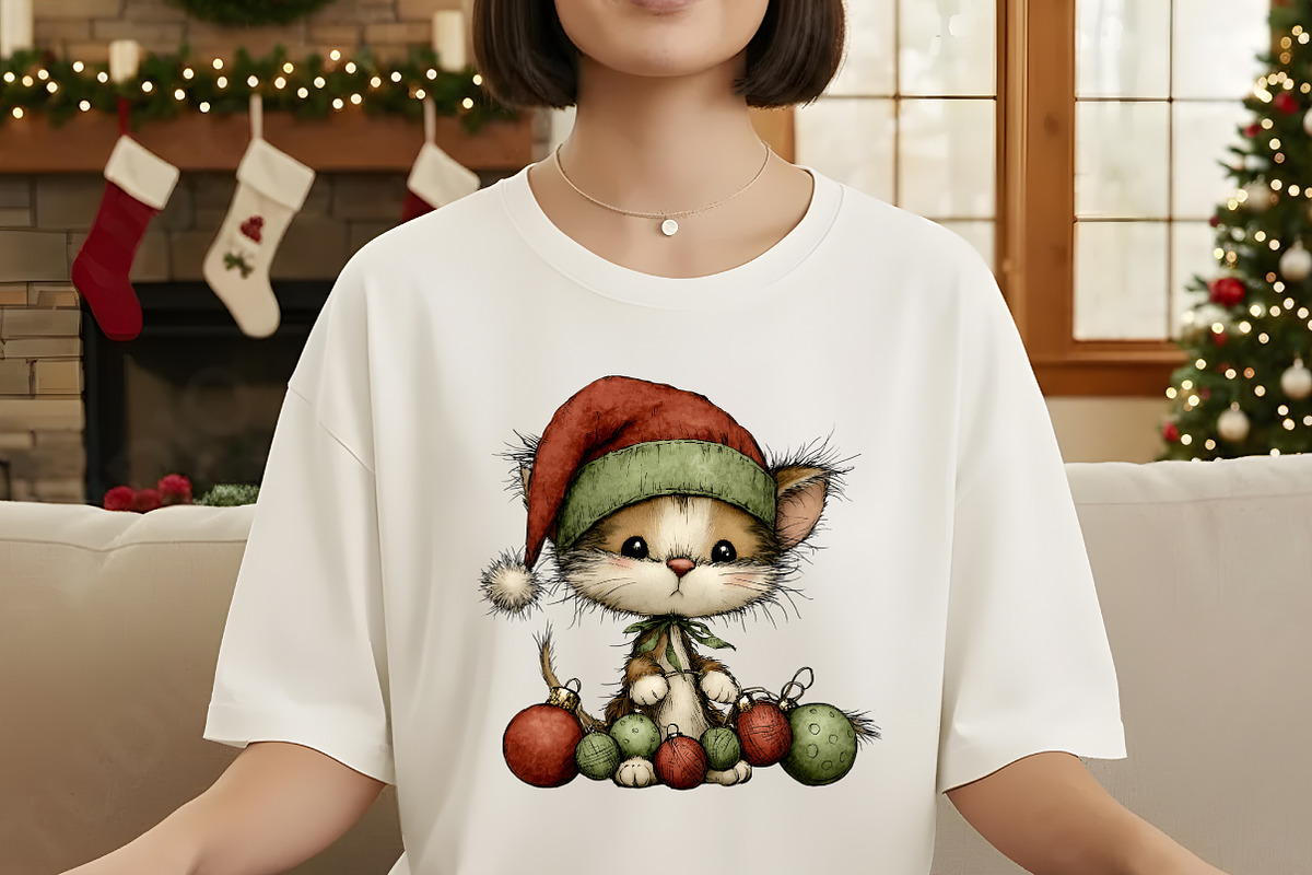 Whimsical christmas cat clipart, an Illustration by Designworld (Photo 4 of 6)