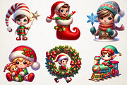 Cute Elf Christmas Clipart Bundle, an Illustration by RobertsArt (Thumbnail 7 of 7)