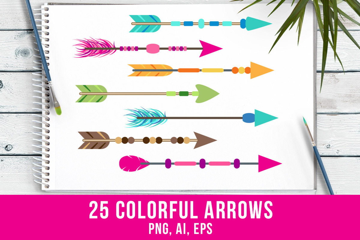 25 Colorful Arrows Clipart, an Illustration by The Digital Download Shop (Photo 1 of 3)