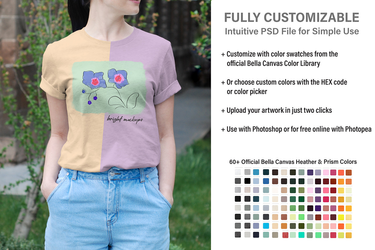 Bella Canvas 3001 Prism Mockup, a Print Template by BrightMockups (Photo 2 of 2)