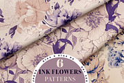 Vintage Ink Floral Patterns, a Pattern Graphic by Ninterints (Thumbnail 1 of 15)