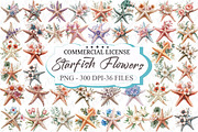 Starfish with Flowers Clipart, an Illustration by designcity5 (Thumbnail 1 of 5)
