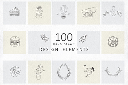 Hand drawn design elements. Logos., an Outline Icon by Designwork