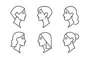 Minimalist Women Face Icons, an Outline Icon by Vectorium Studio (Thumbnail 2 of 2)