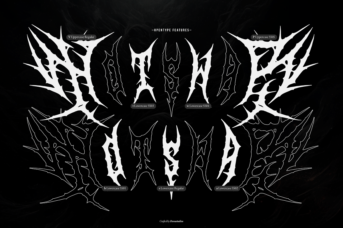Vilegut | Death Metal Typeface, a Blackletter Font by Denustudios (Photo 9 of 12)