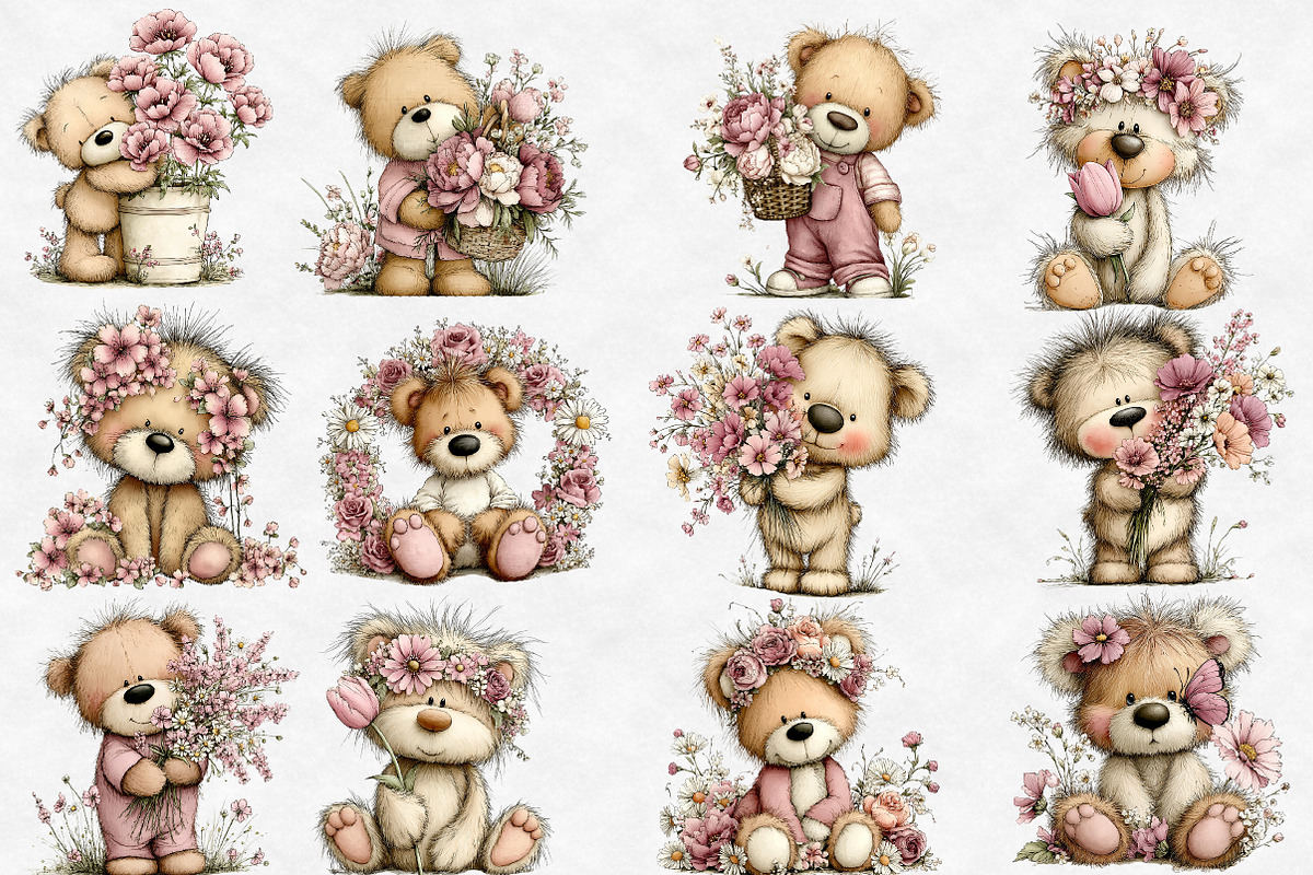Whimsical Cute Teddy bear Clipart, an Illustration by Designworld (Photo 3 of 4)