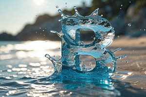 Letter B over wet ocean sand, an Illustration by wavebreak