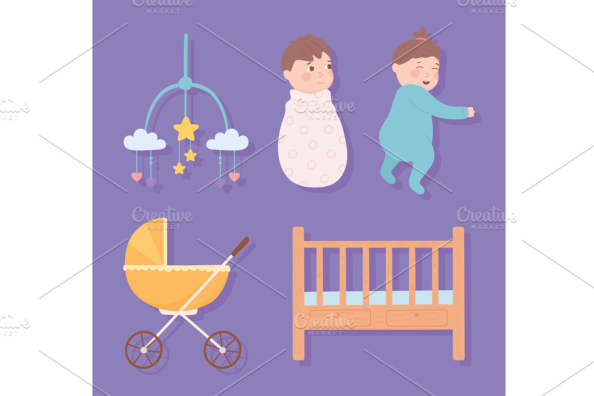 icons baby and pram, a Person Illustration by studiogstock