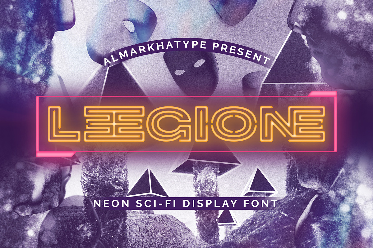 Leegione - Neon Sci-fi Futuristic, a Sans Serif Font by Almarkhatype (Photo 1 of 10)