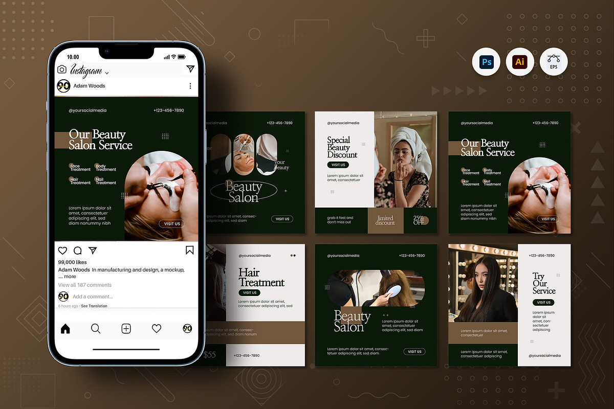 Salon Instagram Post, a Social Media Template by Fannan Studio
