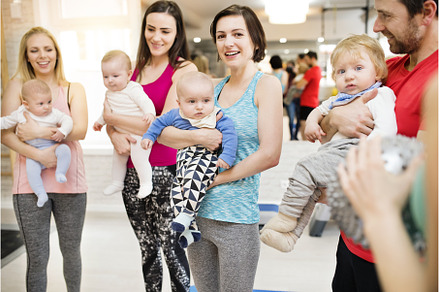 Group exercise class, mother working, a Sports & Recreation Photo by HalfPoint
