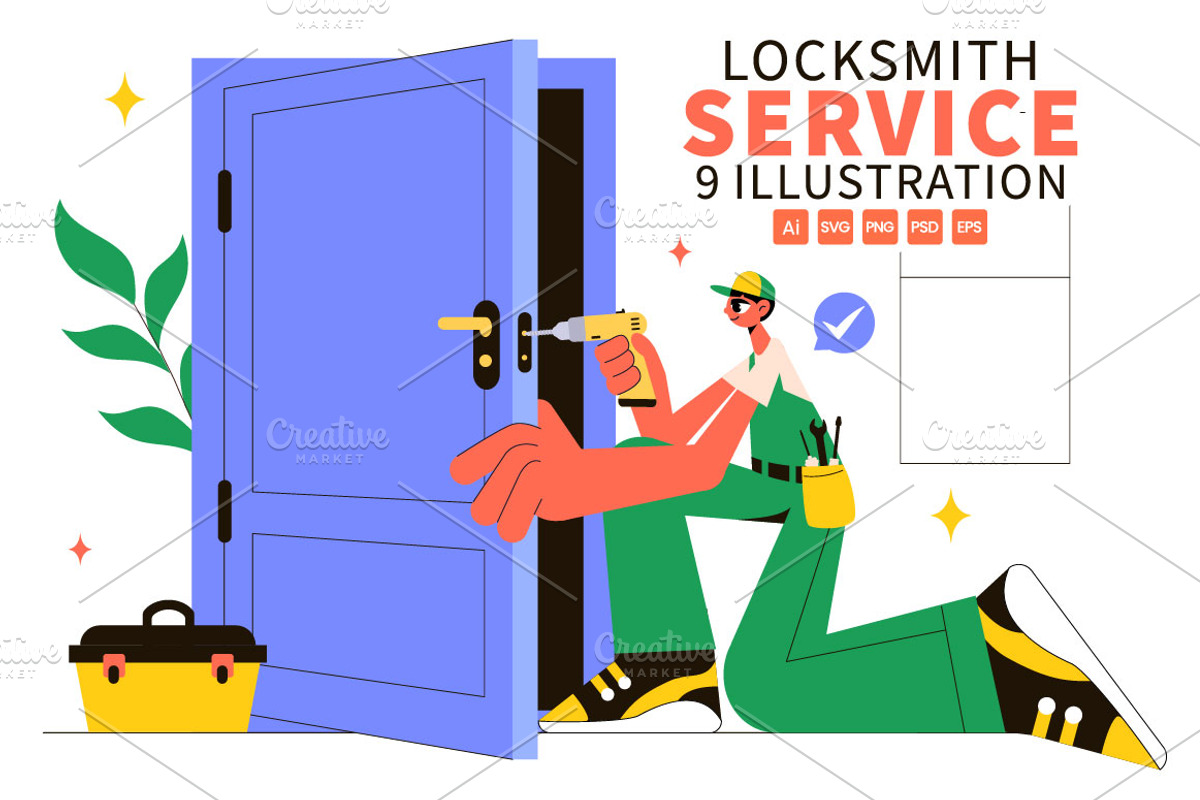 9 Locksmith Service Illustration, a Work Illustration by denayunebgt (Photo 1 of 3)