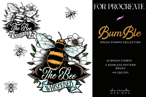 Procreate Bumble Bee Stamp Brushes