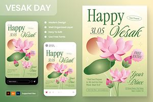 Vesak Day Flyer Set, a Flyer Template by Annora Studio