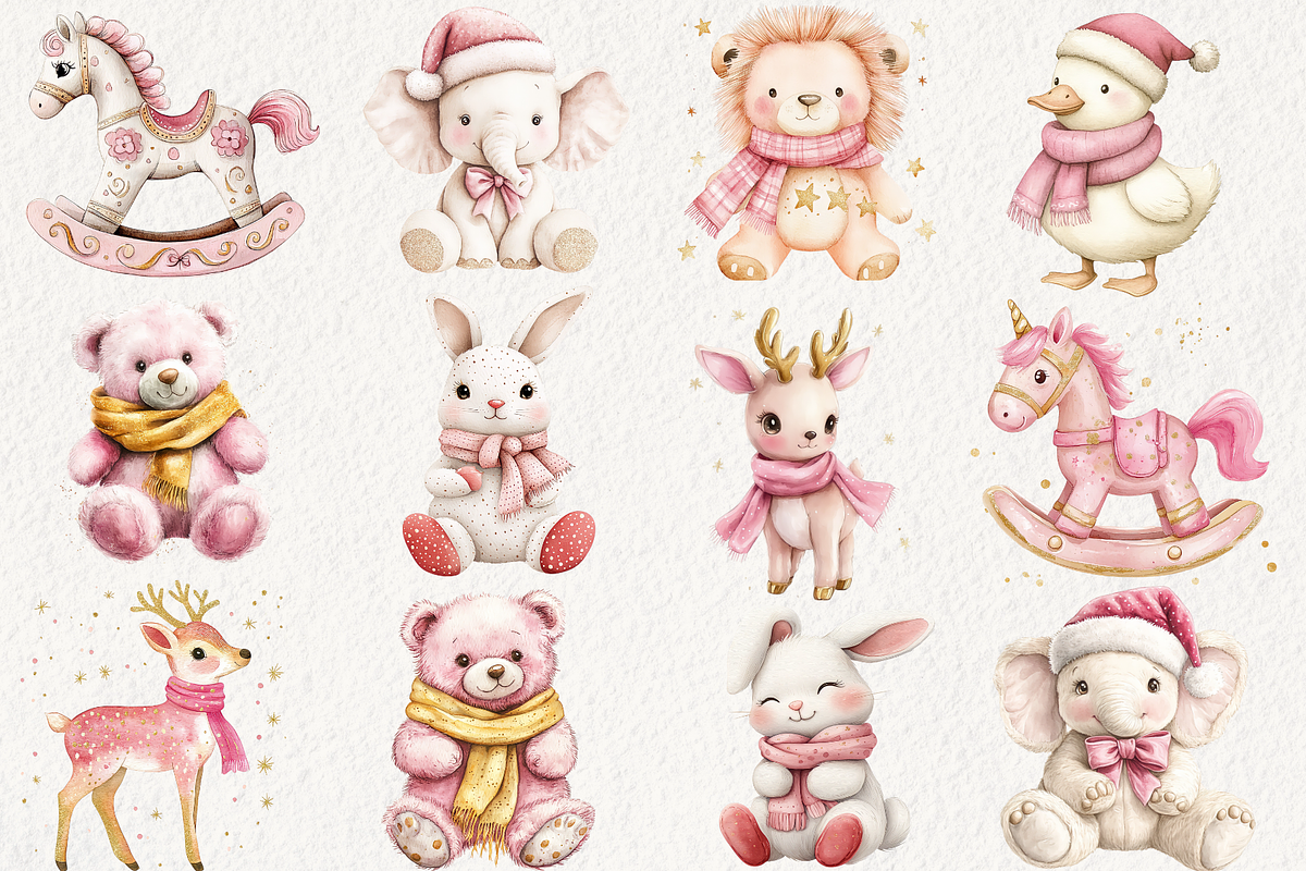 Baby’s 1st Pink Christmas Clipart, an Illustration by NadiaTheronArt (Photo 3 of 4)