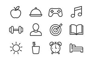 Health and leisure icons, an Education Illustration by ZinetroN